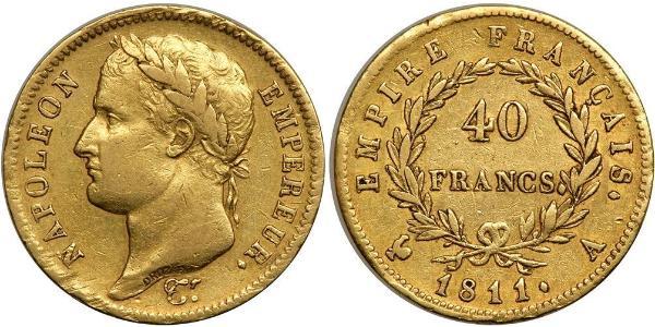 40 Франк Первая Французская империя (1804-1814) Золото Наполеон I(1769 - 1821)
