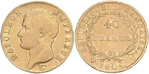 40 Франк Перша Французька імперія (1804-1814) Золото Наполеон I Бонапарт(1769 - 1821)
