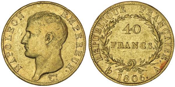40 Франк Перша Французька імперія (1804-1814) Золото Наполеон I Бонапарт(1769 - 1821)