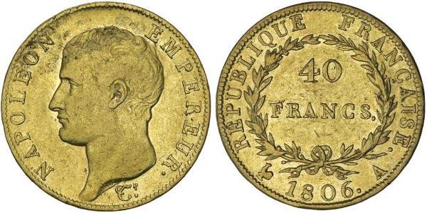 40 Франк Перша Французька імперія (1804-1814) Золото Наполеон I Бонапарт(1769 - 1821)