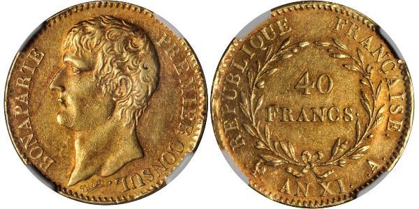 40 Франк Перша Французька імперія (1804-1814) Золото Наполеон I Бонапарт(1769 - 1821)