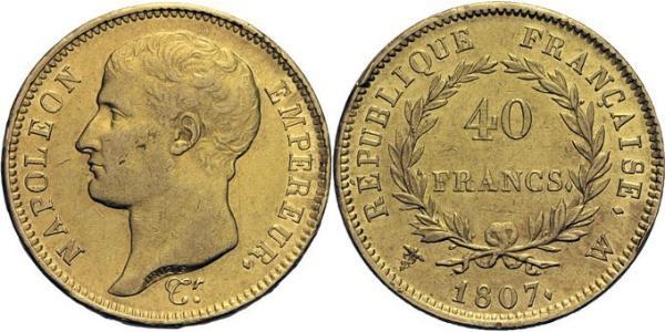 40 Франк Перша Французька імперія (1804-1814) Золото Наполеон I Бонапарт(1769 - 1821)