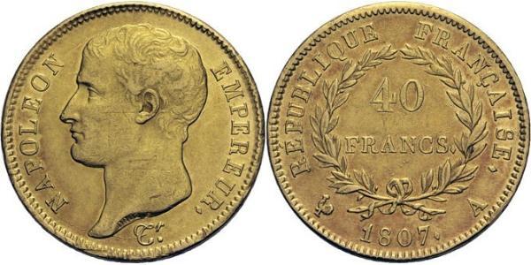 40 Франк Перша Французька імперія (1804-1814) Золото Наполеон I Бонапарт(1769 - 1821)