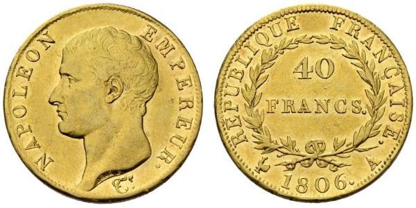 40 Франк Перша Французька імперія (1804-1814) Золото Наполеон I Бонапарт(1769 - 1821)