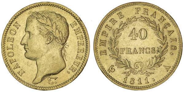 40 Франк Перша Французька імперія (1804-1814) Золото Наполеон I Бонапарт(1769 - 1821)