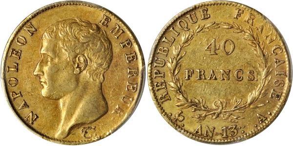 40 Франк Перша Французька імперія (1804-1814) Золото Наполеон I Бонапарт(1769 - 1821)