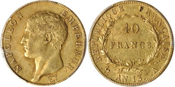 40 Франк Перша Французька імперія (1804-1814) Золото Наполеон I Бонапарт(1769 - 1821)