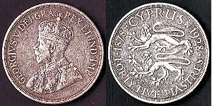 45 Piastre British Cyprus (1878 - 1960) Argent George V (1865-1936)