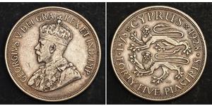 45 Piastre British Cyprus (1878 - 1960) Argent George V (1865-1936)