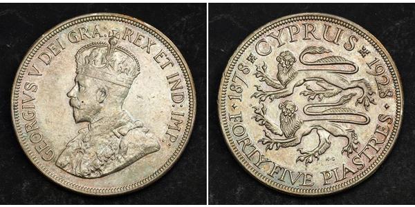 45 Piastre British Cyprus (1878 - 1960) Argent George V (1865-1936)