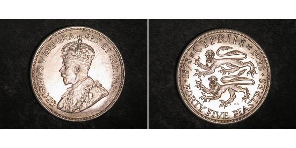 45 Piastre British Cyprus (1878 - 1960) Argento Giorgio V (1865-1936)