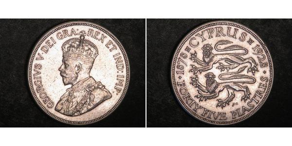 45 Piastre British Cyprus (1914–1960) Silver George V of the United Kingdom (1865-1936)