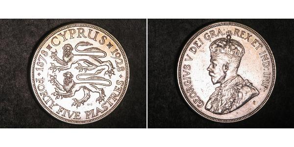 45 Piastre British Cyprus (1914–1960) Silver George V of the United Kingdom (1865-1936)