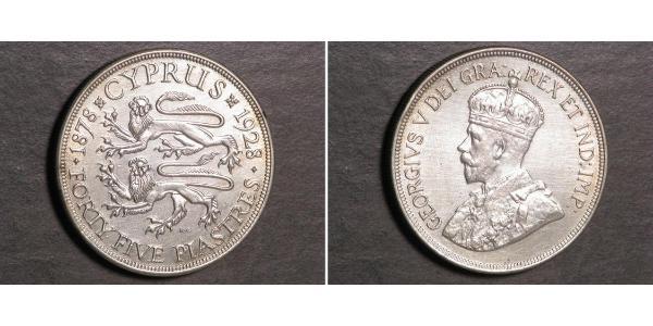 45 Пиастр Британский Кипр (1878 - 1960) Серебро Георг V (1865-1936)