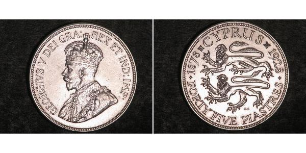 45 Пиастр Британский Кипр (1878 - 1960) Серебро Георг V (1865-1936)