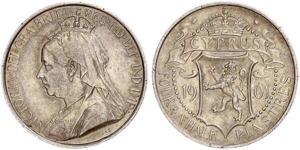 4 1/2 Піастр Британський Кіпр (1878 - 1960) / Кіпр Срібло Вікторія (1819 - 1901)