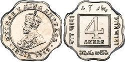 4 Anna British Raj (1858-1947) Copper/Nickel George V of the United Kingdom (1865-1936)