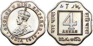 4 Anna Raj britannique (1858-1947) Cuivre/Nickel George V (1865-1936)