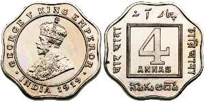 4 Anna Raj britannique (1858-1947) Cuivre/Nickel George V (1865-1936)