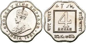 4 Anna Raj britannique (1858-1947) Cuivre/Nickel George V (1865-1936)