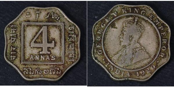 4 Anna 英属印度 (1858 - 1947) 銅/镍 乔治五世  (1865-1936)
