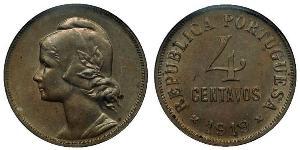 4 Centavo First Portuguese Republic (1910 - 1926) Copper/Nickel 