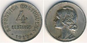 4 Centavo First Portuguese Republic (1910 - 1926) Copper/Nickel 