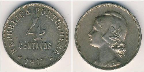 4 Centavo First Portuguese Republic (1910 - 1926) Copper/Nickel 