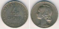 4 Centavo Prima repubblica portoghese (1910 - 1926) Rame/Nichel 