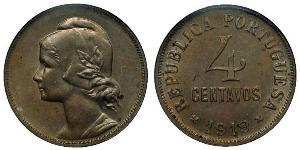 4 Centavo Prima repubblica portoghese (1910 - 1926) Rame/Nichel 