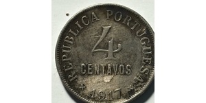 4 Centavo First Portuguese Republic (1910 - 1926) 銅/镍 