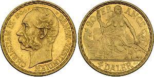 4 Daler / 20 Franc Denmark Gold Christian IX of Denmark (1818-1906)