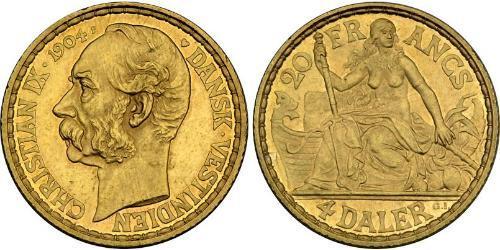 4 Daler / 20 Franc Denmark Gold Christian IX of Denmark (1818-1906)