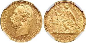 4 Daler / 20 Franc Dinamarca Oro Christian IX de Dinamarca (1818-1906)