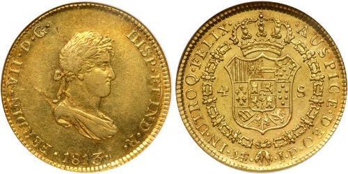 4 Escudo Peru Gold Ferdinand VII of Spain (1784-1833)