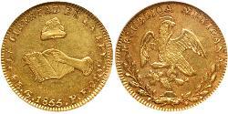 4 Escudo Second Federal Republic of Mexico (1846 - 1863) Gold 