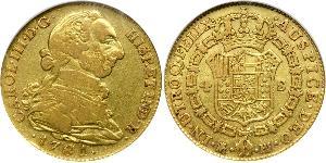 4 Escudo Spanisches Kolonialreich (1700 - 1808) Gold Karl III. von Spanien (1716 -1788)