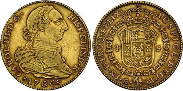 4 Escudo Spanisches Kolonialreich (1700 - 1808) Gold Karl III. von Spanien (1716 -1788)