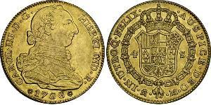 4 Escudo Spanish Empire (1700 - 1808) Gold Charles III of Spain (1716 -1788)