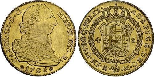 4 Escudo Spanish Empire (1700 - 1808) Gold Charles III of Spain (1716 -1788)