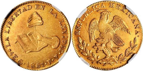 4 Escudo Estados Unidos Mexicanos (1846 - 1863) Oro 