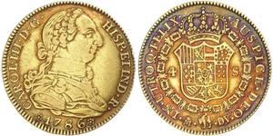 4 Escudo Imperio español (1700 - 1808) Oro Carlos III de España (1716 -1788)