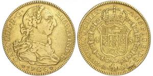 4 Escudo Imperio español (1700 - 1808) Oro Carlos III de España (1716 -1788)