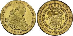 4 Escudo Imperio español (1700 - 1808) Oro Carlos IV de España (1748-1819)