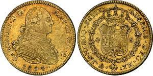 4 Escudo Imperio español (1700 - 1808) Oro Carlos IV de España (1748-1819)