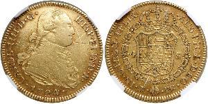 4 Escudo Imperio español (1700 - 1808) Oro Carlos IV de España (1748-1819)