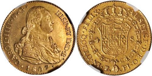 4 Escudo Imperio español (1700 - 1808) Oro Carlos IV de España (1748-1819)