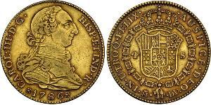 4 Escudo Impero spagnolo (1700 - 1808) Oro Carlo III di Spagna (1716 -1788)
