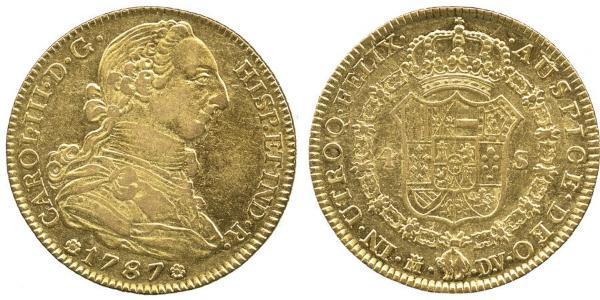 4 Escudo Impero spagnolo (1700 - 1808) Oro Carlo III di Spagna (1716 -1788)