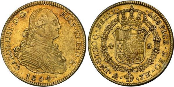 4 Escudo Impero spagnolo (1700 - 1808) Oro Carlo IV di Spagna (1748-1819)